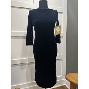 M W By Barbara Perlin Navy Velvet Young Ladies Dress, Size 16p